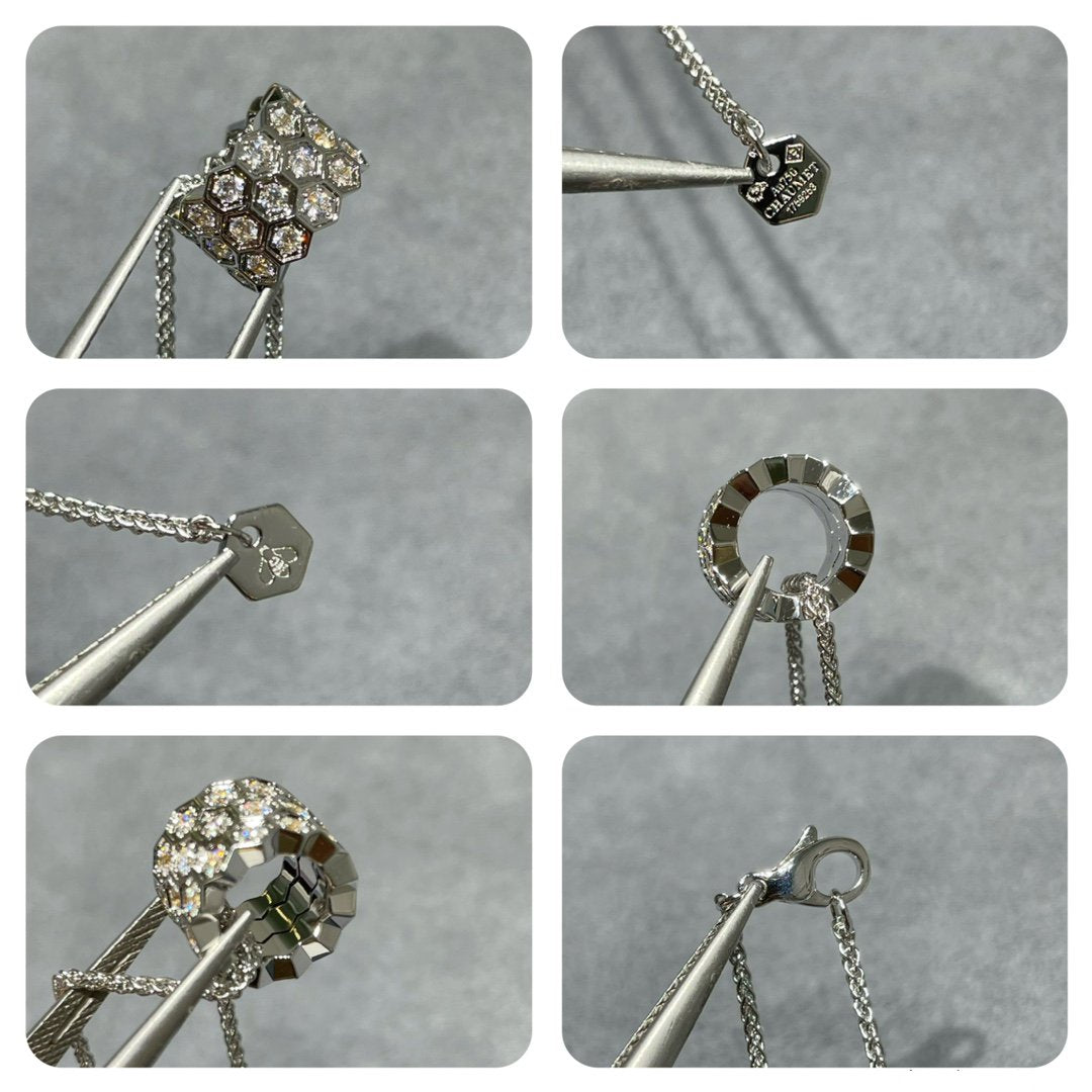 [Select]BEE LOVE DIAMOND PAVED 3 ROW NECKLACE