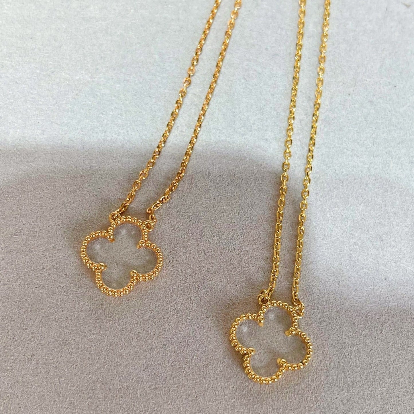[Select]CLOVER ROCK CRYSTAL Select GOLD NECKLACE