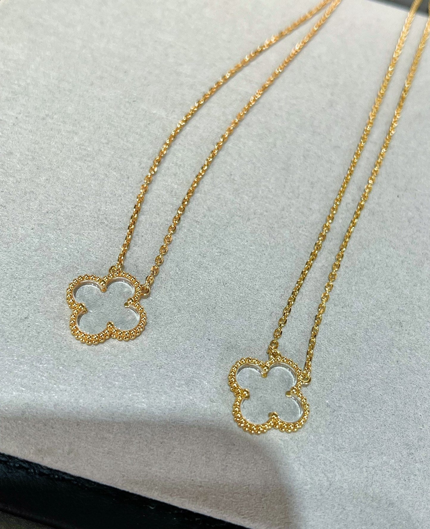 [Select]CLOVER ROCK CRYSTAL Select GOLD NECKLACE