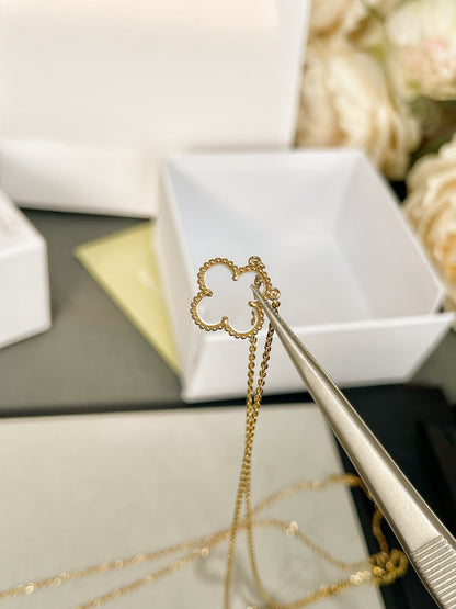 [Select]CLOVER ROCK CRYSTAL Select GOLD NECKLACE