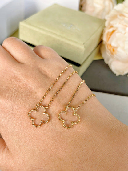 [Select]CLOVER ROCK CRYSTAL Select GOLD NECKLACE