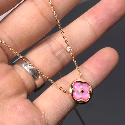 [Select]COLOR BLOSSOM PINK MOP SUN GOLD NECKLACE