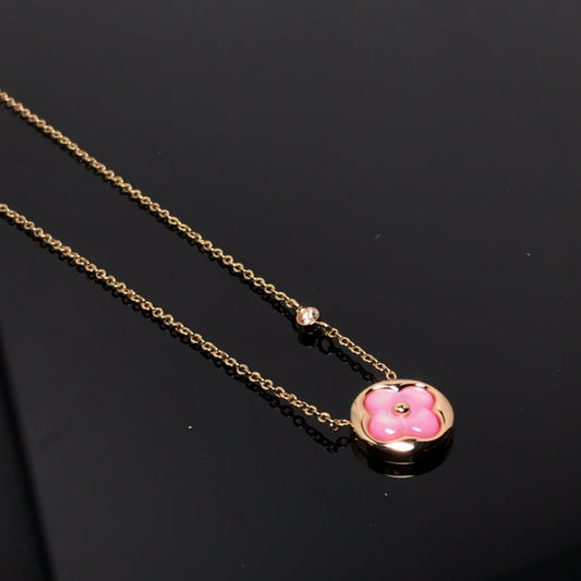 [Select]COLOR BLOSSOM PINK MOP SUN GOLD NECKLACE