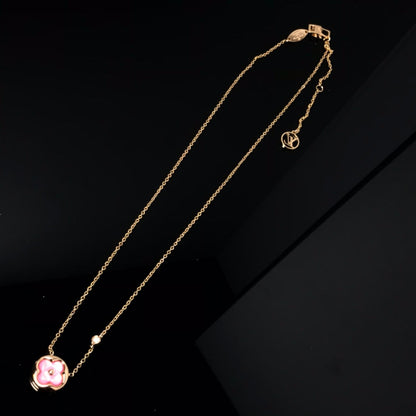 [Select]COLOR BLOSSOM PINK MOP SUN GOLD NECKLACE