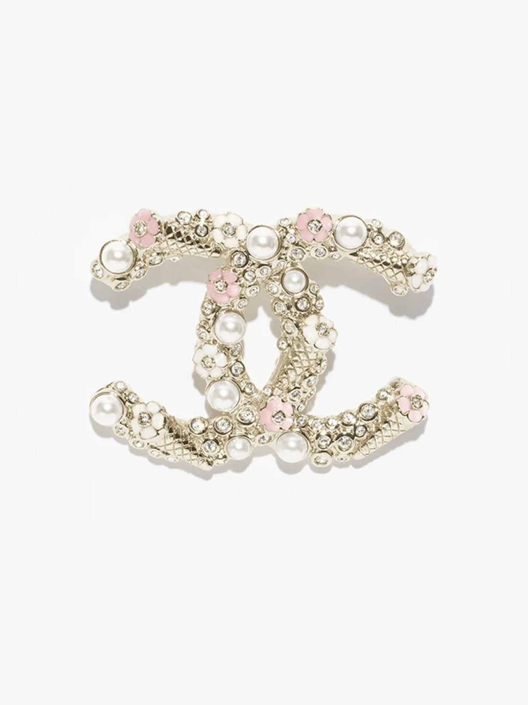 [Select]26C Pink-White Enamel Ice Cream Cone Double C Brooch