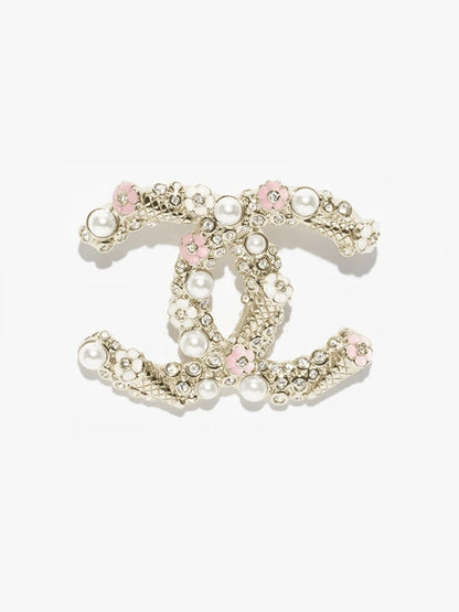 [Select]26C Pink-White Enamel Ice Cream Cone Double C Brooch