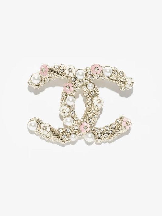 [Select]26C Pink-White Enamel Ice Cream Cone Double C Brooch