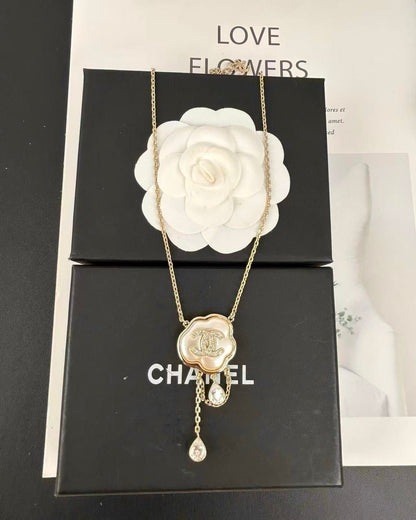 [Select]Cloud Pearl Mother-of-Pearl Diamond Chain Pendant Necklace