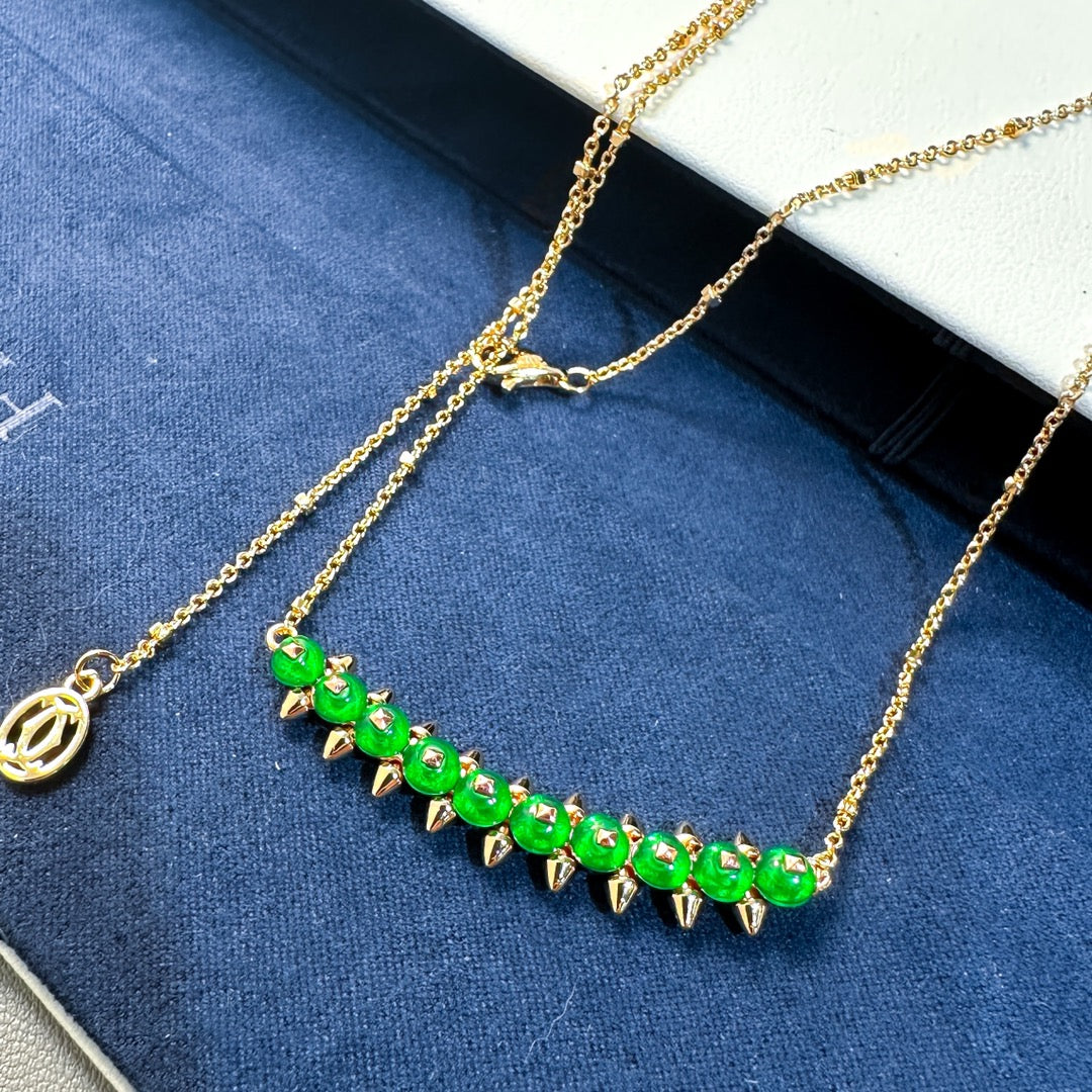 [Select]New Arrival: Green Bead Rivet Necklace