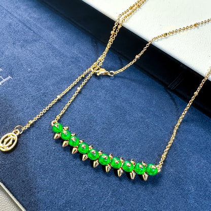 [Select]New Arrival: Green Bead Rivet Necklace