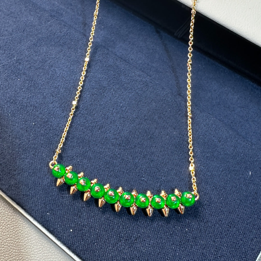 [Select]New Arrival: Green Bead Rivet Necklace