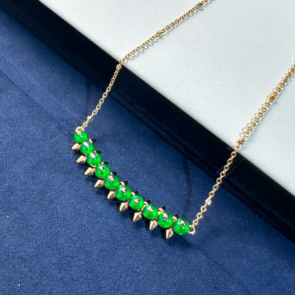 [Select]New Arrival: Green Bead Rivet Necklace