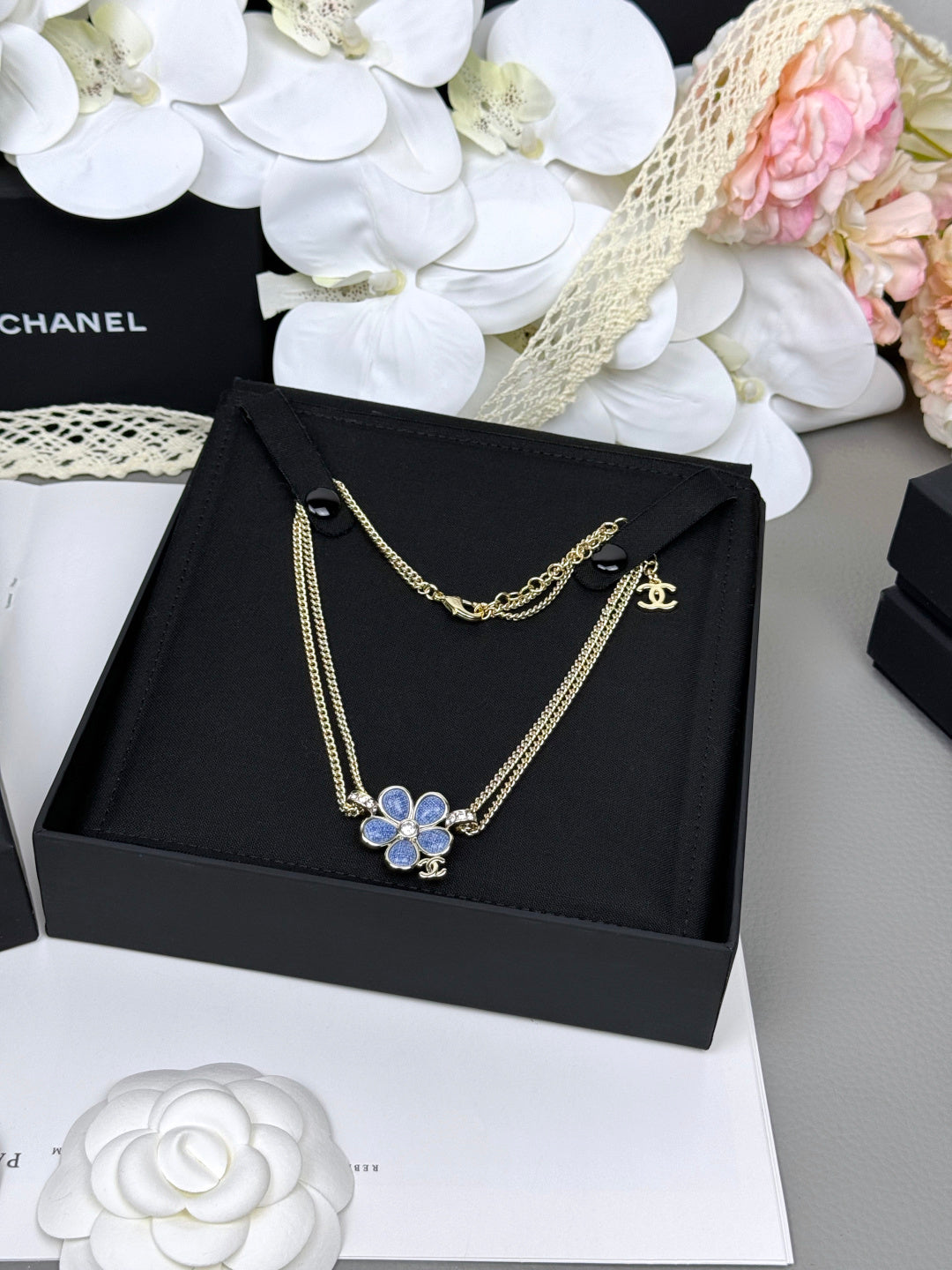 [Select]New Blue Floral Double-Layer Necklace
