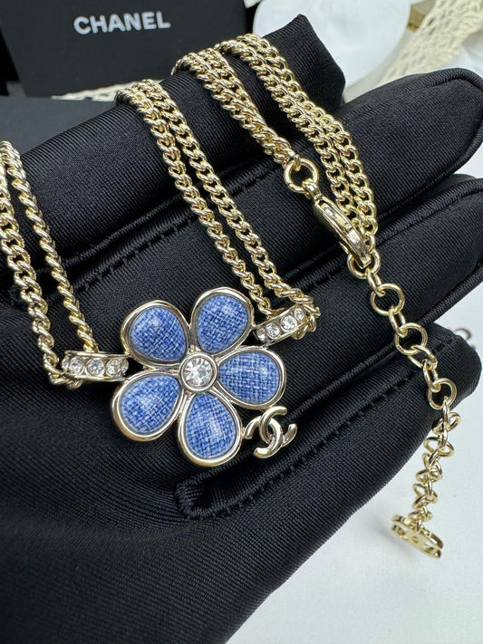 [Select]New Blue Floral Double-Layer Necklace