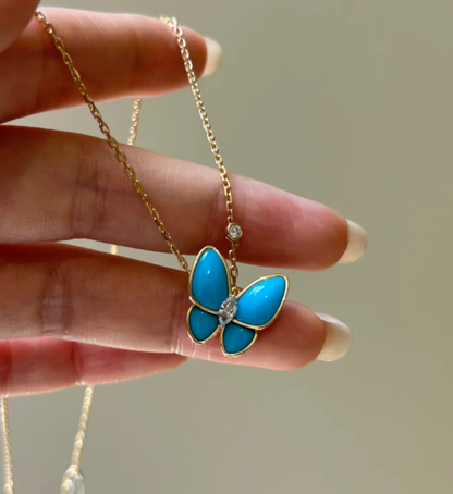 [Select]Turquoise Butterfly Gold Necklace