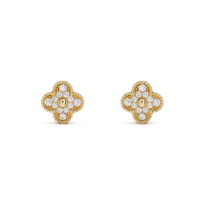[Select]CLOVER MEDIUM 1 MOTIFS FUll DIAMOND EARRINGS