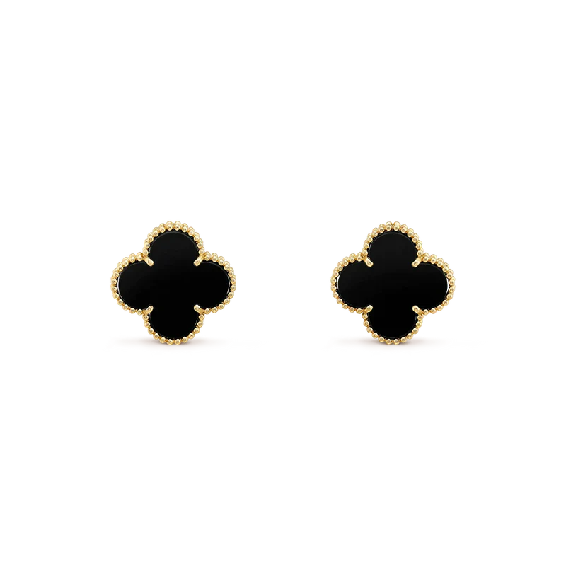 [Select]CLOVER MEDIUM 1 MOTIFS  ONYX STUD EARRINGS