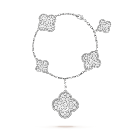 [Select]CLOVER 6 MOTIFS SILVER DIAMOND BRACELET
