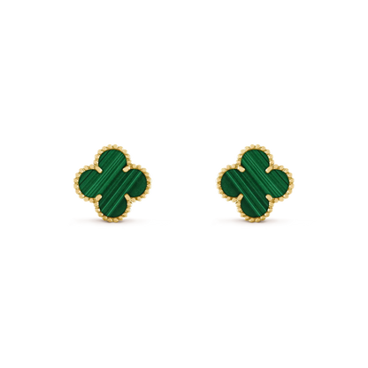 [Select]CLOVER MEDIUM 1 MOTIFS MALACHITE  EARRINGS