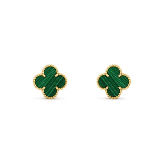 [Select]CLOVER MEDIUM 1 MOTIFS MALACHITE  EARRINGS