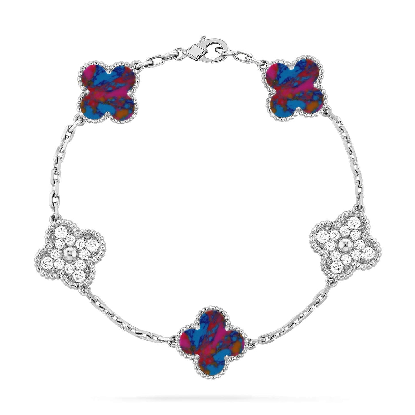 [Select]CLOVER 5 MOTIF COLOR GEMSTONES BRACELET COLLECTION