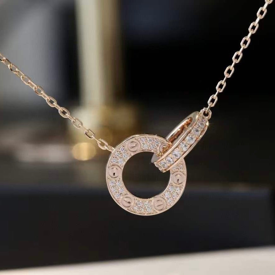[Select]LOVE 7.6MM NECKLACE Select GOLD AND SILVER  FULL DIAMOND