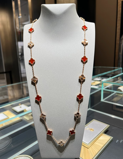 [Select]CLOVER 20 MOTIFS LASER CARNELIAN NECKLACE