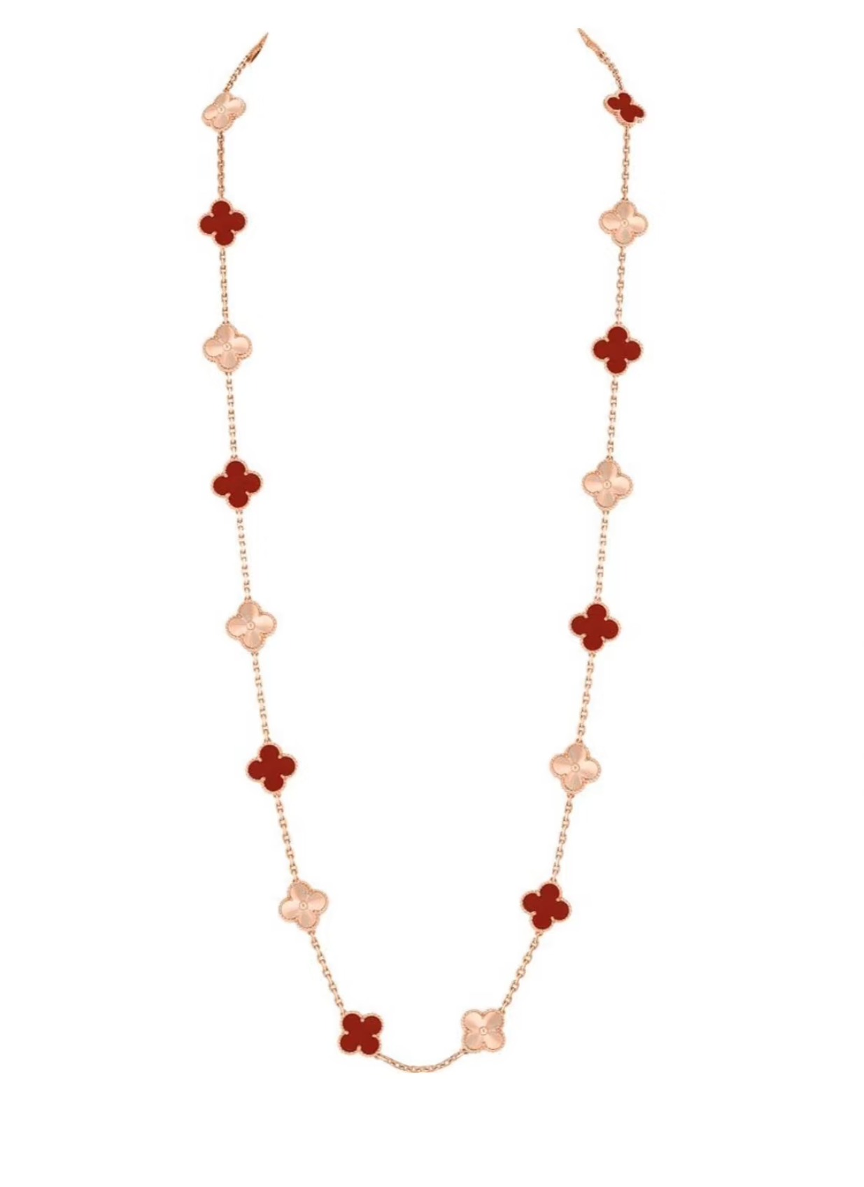 [Select]CLOVER 20 MOTIFS LASER CARNELIAN NECKLACE