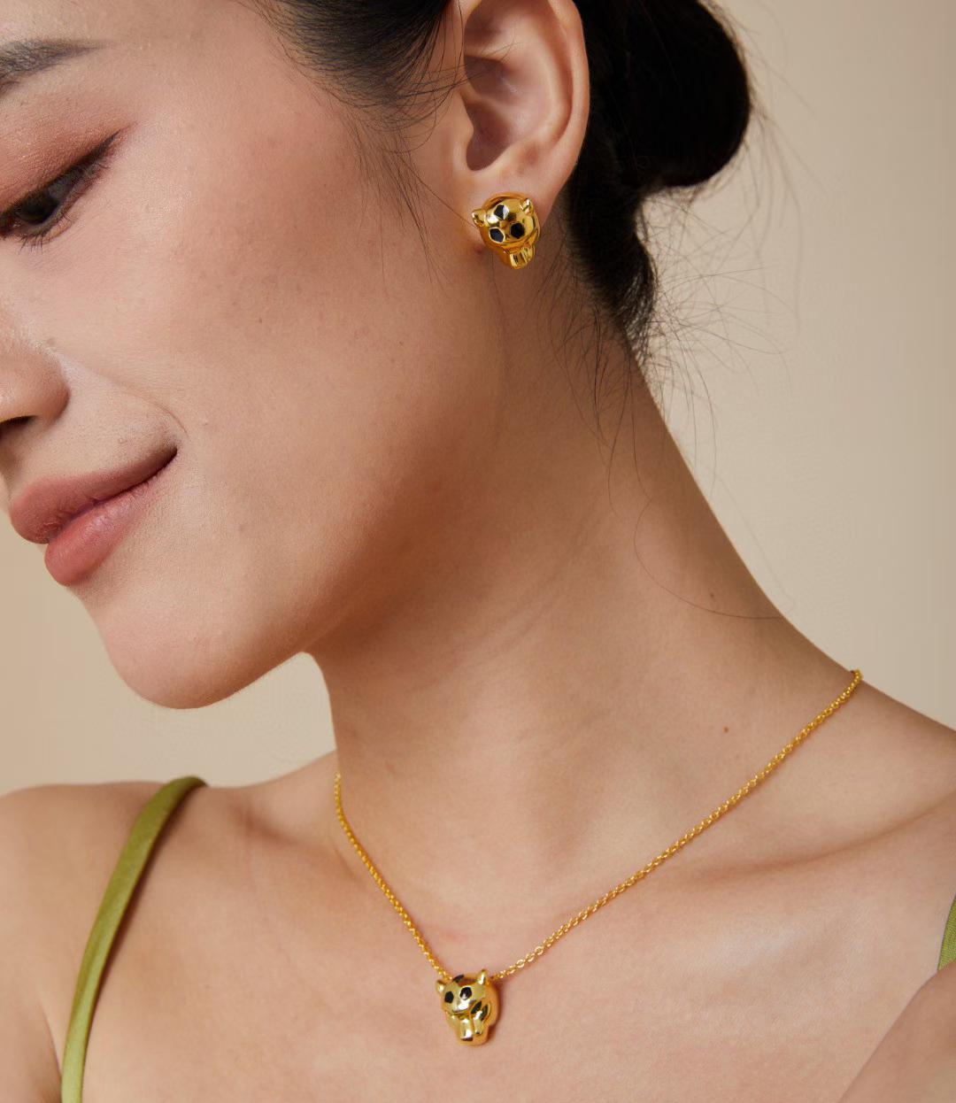 [?Select]CHRRTAH-PRINT STUD EARRINGS, THREE COLORS