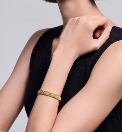[?Select]2026 WOVEN-PATTERN BRACELET SET WITH FULL DIAMOND INLAY THREE-COLORS