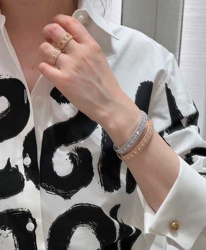 [?Select]2026 WOVEN-PATTERN BRACELET SET WITH FULL DIAMOND INLAY THREE-COLORS