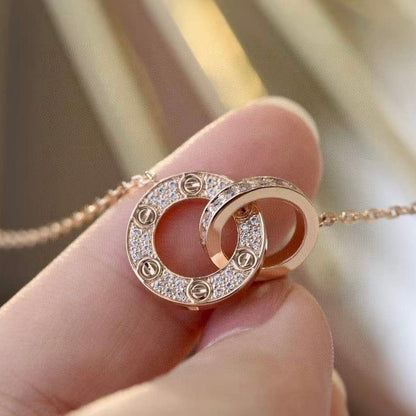 [Select]LOVE 7.6MM NECKLACE Select GOLD AND SILVER  FULL DIAMOND