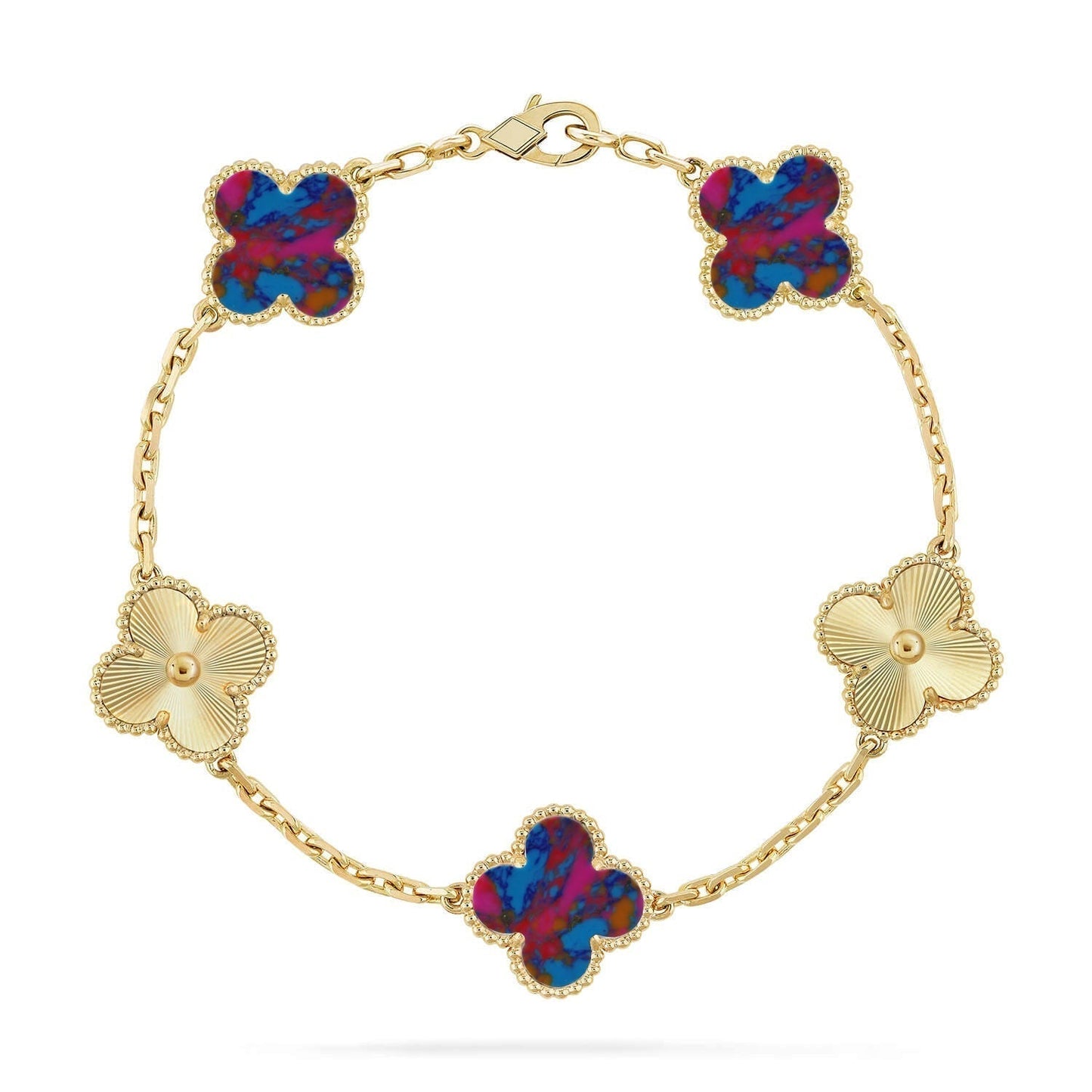 [Select]CLOVER 5 MOTIF COLOR GEMSTONES BRACELET COLLECTION