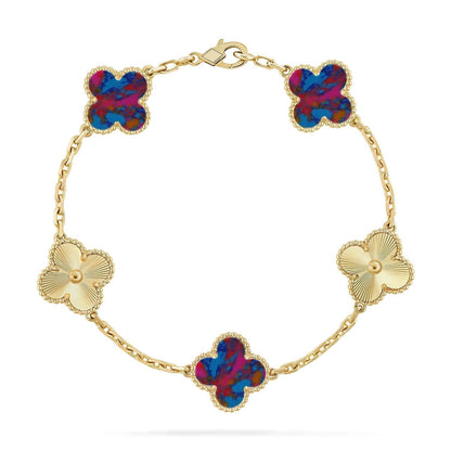 [Select]CLOVER 5 MOTIF COLOR GEMSTONES BRACELET COLLECTION