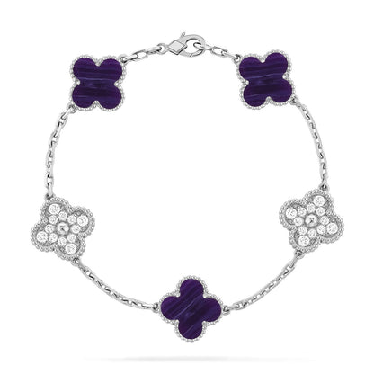 [Select]CLOVER 5 MOTIF PURPLE STRIPES BRACELET COLLECTION