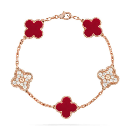 [Select] CLOVER 5 MOTIF RED CORNELIAN BRACELET COLLECTION