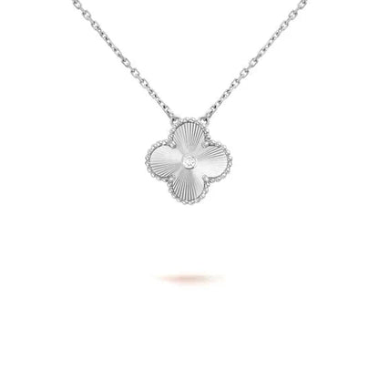 [Select]CLOVER  15MM DIAMOND LASER NECKLACE SILVER