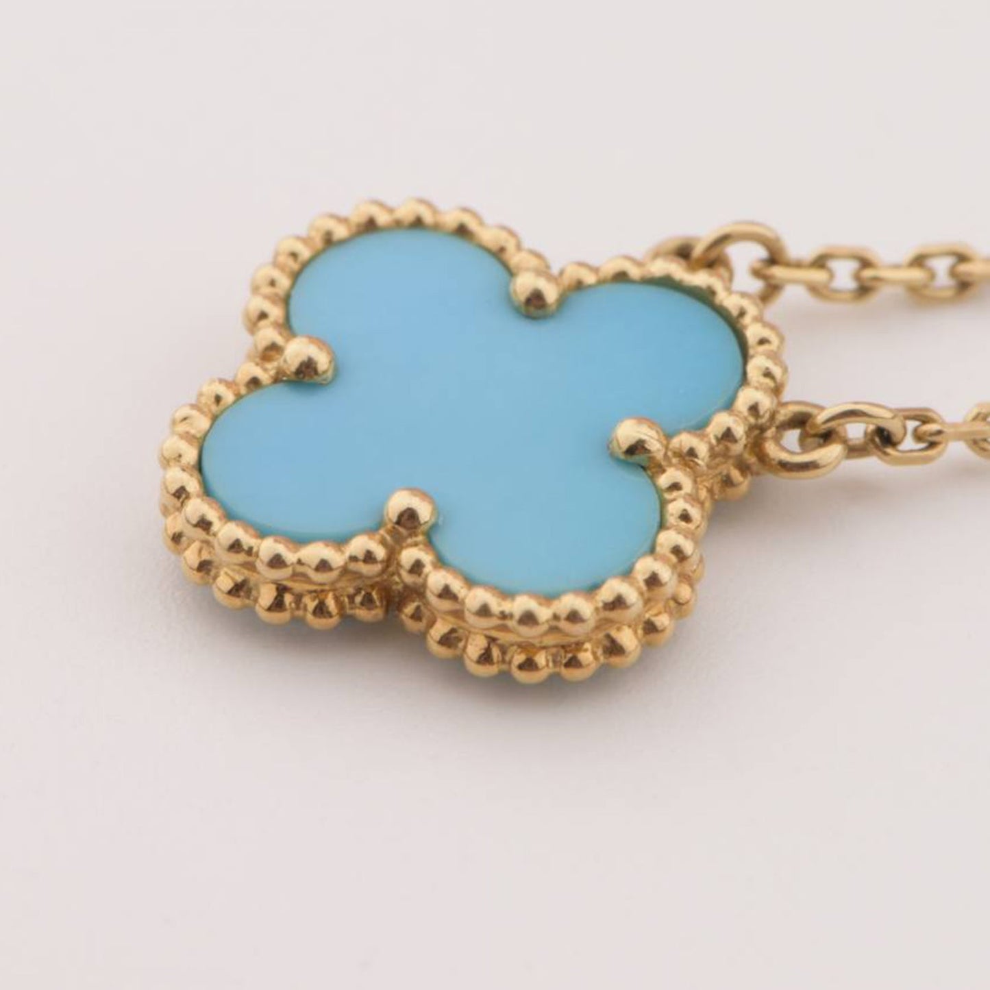 [Select]CLOVER 15MM VINTAGE TURQUOISE NECKLACE