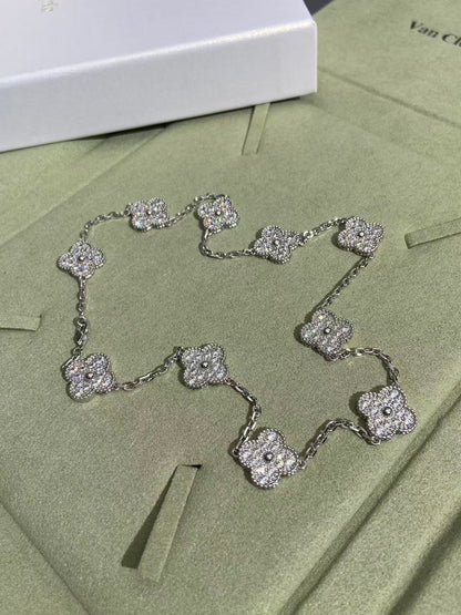 [Select Jewelry]CLOVER 10 MOTIFS  FULL DIAMOND NECKLACE