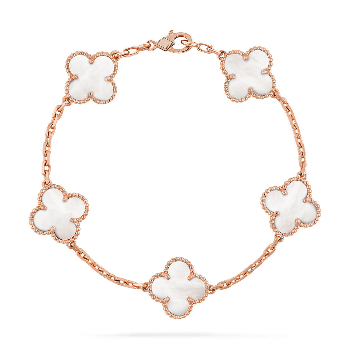 [Select]CLOVER WHITE PEARL MOP 5 MOTIF BRACELET COLLECTION
