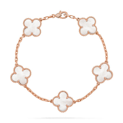 [Select]CLOVER WHITE PEARL MOP 5 MOTIF BRACELET COLLECTION