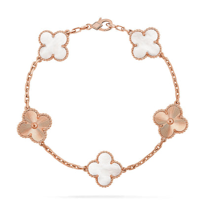 [Select]CLOVER WHITE PEARL MOP 5 MOTIF BRACELET COLLECTION