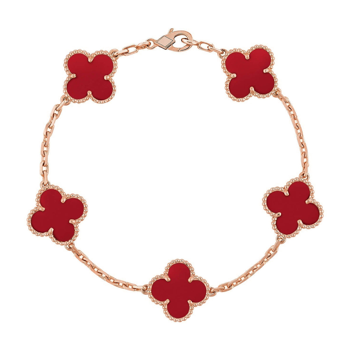 [Select] CLOVER 5 MOTIF RED CORNELIAN BRACELET COLLECTION