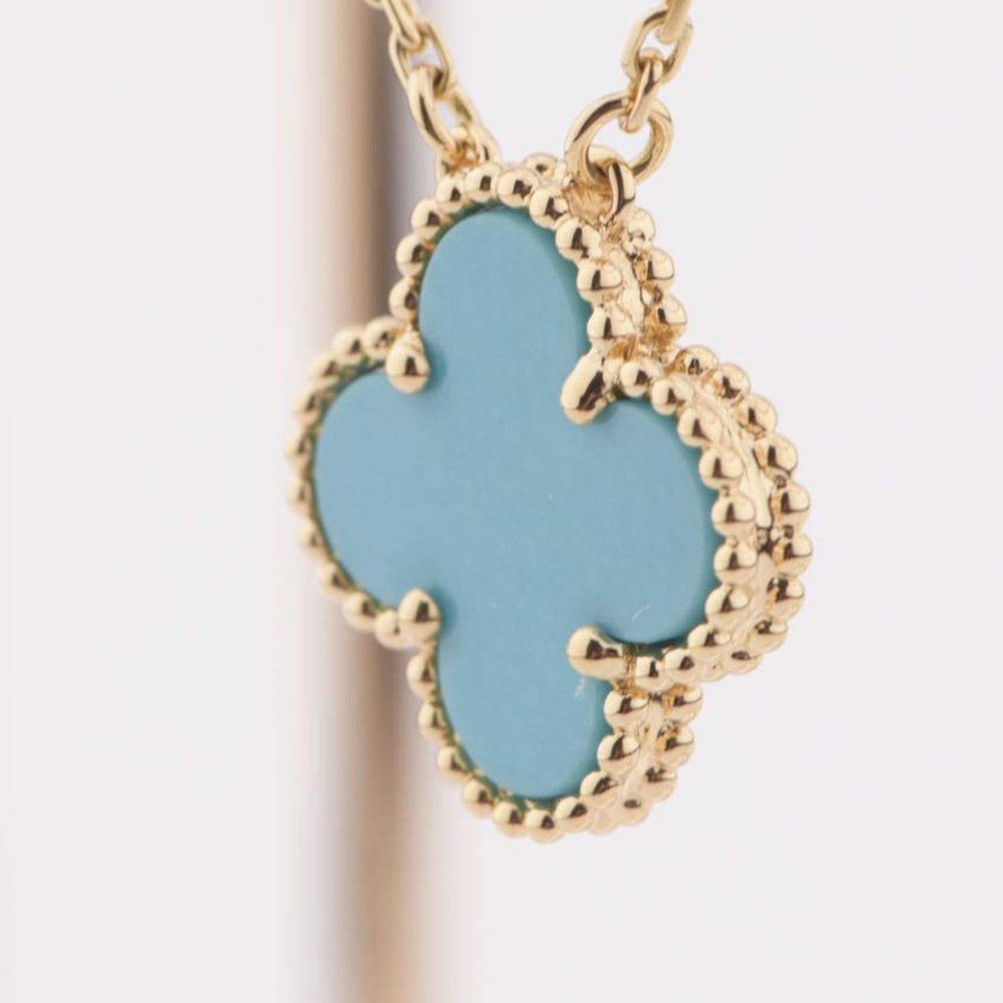 [Select]CLOVER 15MM VINTAGE TURQUOISE NECKLACE