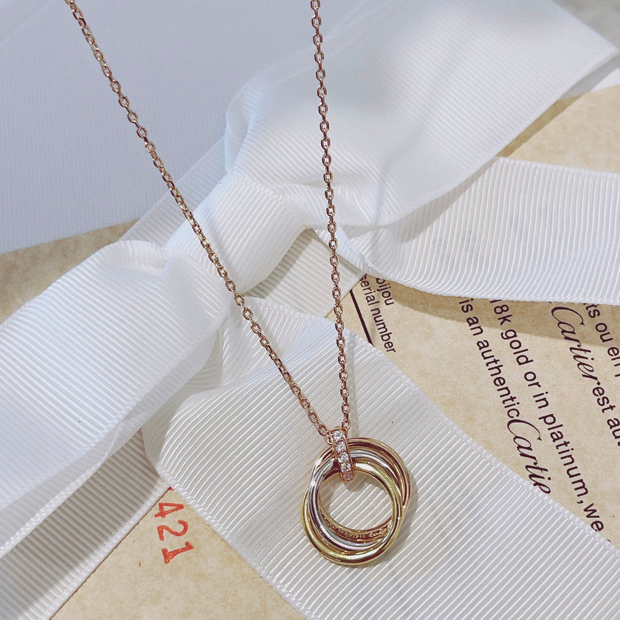 [Select]TRINITY NECKLACE GOLD  DIAMONDS