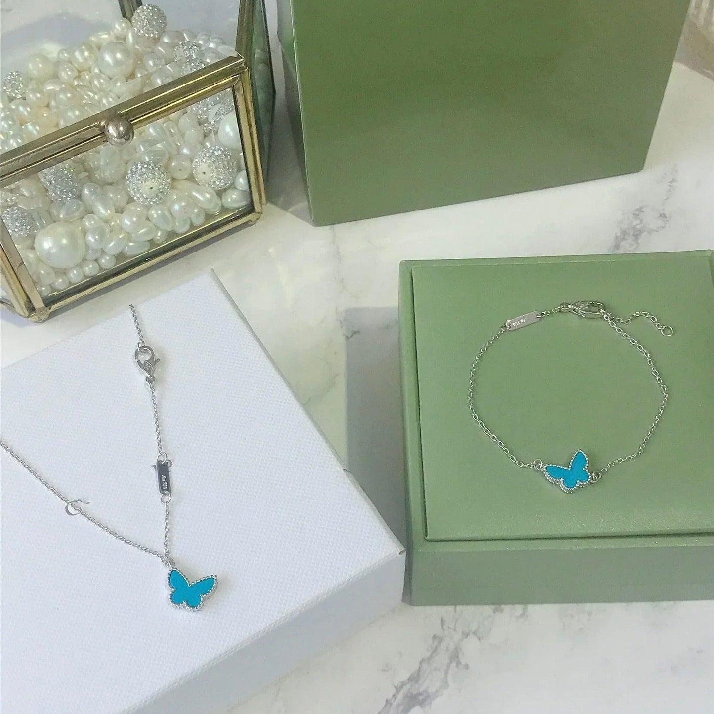 [Select]BUTTERFLY TURQUOISE BUTTERFLY BRACELET SILVER