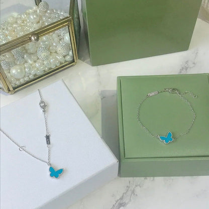 [Select]BUTTERFLY TURQUOISE BUTTERFLY BRACELET SILVER