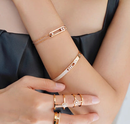 [Select]Move Noa Rose Gold Pavé Diamond Bangle Bracelet