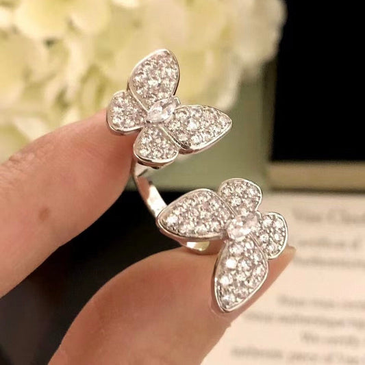 [Select]TWIN SILVER BUTTERFLY DIAMOND RING