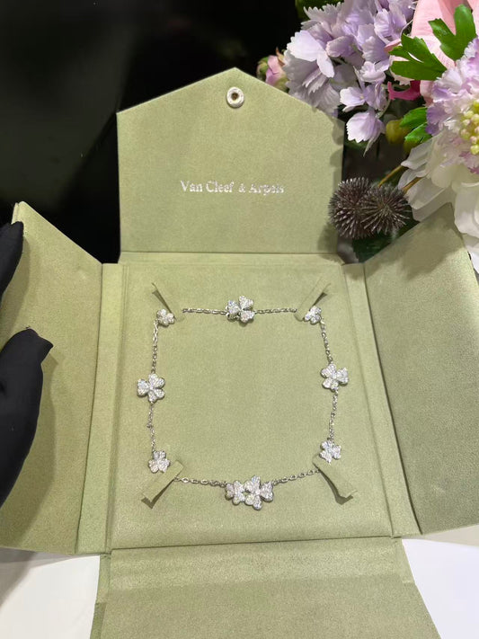 [Select Jewelry]CLOVER 10 MOTIFS  FULL DIAMOND NECKLACE